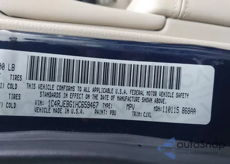 2017 Jeep Grand Cherokee Limited 4X2 from USA, damaged, VIN 1C4RJEBG1HC659467